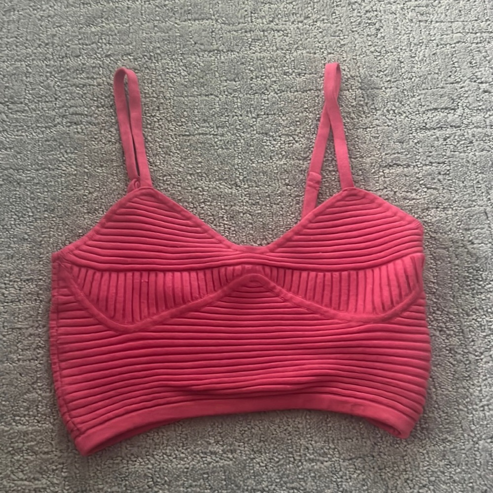 Aerie knitted pink crop top XS